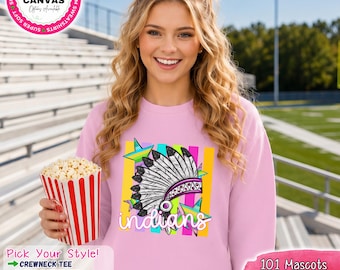 Indians Mascot Shirt | Indians Spirit Tee | Indians Sweatshirt | Indians Hoodie | School Spirit Shirt | Game Day Apparel