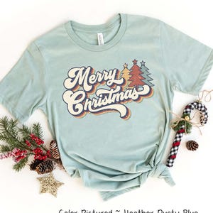 Retro frohe Weihnachten Hemd, Frauen Weihnachtshemd, Frau Feiertagshemd, Weihnachtsgeschenk, Glaube Weihnachtshemd, niedliches Feiertagsparty-T-Stück