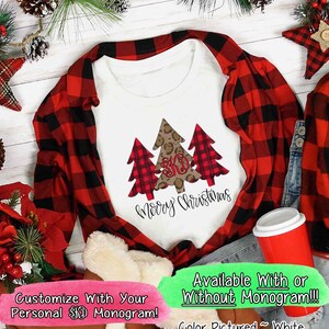 Red Plaid Leopard Christmas Tree Shirt, Personalized Womens Christmas Shirt,Holiday Shirt for Her,Merry Christmas Family Shirt,Christmas Tee