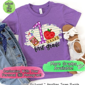 Personalized Back To School Shirt, Monogram Shirt, 1st Grade Shirt, First Grade Shirt, First Day of School Shirt,Custom Back to School Shirt