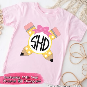 Personalized Back To School Shirt, Monogram Kindergarten Shirt, Toddler Back to School, Back to School,Pre K Shirt,First Day of School Shirt