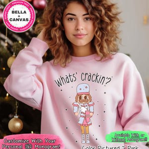 Personalized Preppy Christmas Nutcracker Sweatshirt, Monogram Nutcracker Sweater, Funny Christmas Tee, Bella Canvas Belt Bag Tumbler Tee