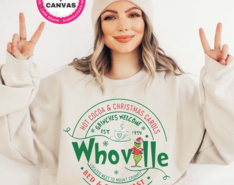 Whoville Christmas Sweatshirt, Grinch Christmas Sweater, Funny Christmas Shirt, Cute Christmas Hoodie, Christmas Party Shirt,Bed & Breakfast