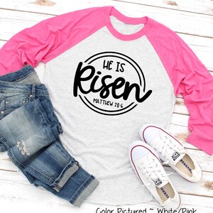 He Is Risen Easter Tee, Christian Easter Shirt, Cute Easter Shirt For Woman, Faith Shirt, Jesus Easter Shirt, Easter Family Shirt,Raglan Tee
