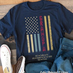 Custom Grandpa Distressed Flag Shirt,Personalized Grandpa Shirt with Kids Names,Father&#39;s Day Gift for Grandpa,Fathers Day Shirt,Gift For Him