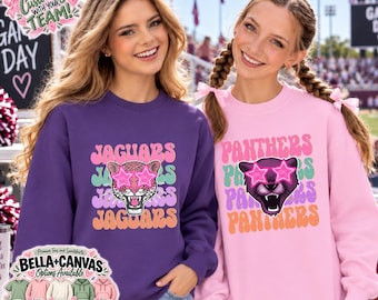 Custom School Mascot Shirt, Personalized Preppy Star Eyes Game Day Tee, Team Spirit Sweatshirt