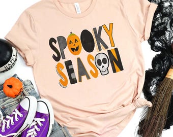 Spookachtig seizoen Halloween-shirt, leuk Halloween-T-shirt, Halloween-kindershirt voor haar, Spooky Halloween-feestje, familie bijpassende T-shirts
