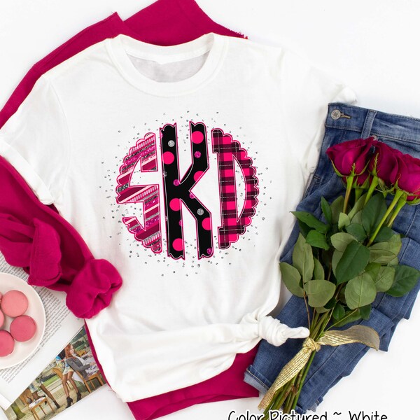 Custom Monogram Valentines Day Shirt, Personalized Valentine Tee, Girls Valentines Day T Shirts for Women, Cute Valentine Shirt