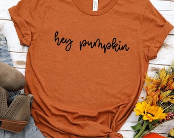 Hey Pumpkin Shirt, Minimalist Fall Thanksgiving Tee or Sweatshirt