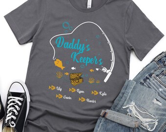 Benutzerdefinierte Angeln Daddy Shirt, personalisierte Daddy Shirt mit Kinder Namen, Vatertagsgeschenk für Daddy, Vatertags Shirt, Geburtstagsgeschenk für ihn