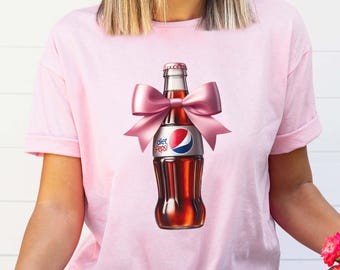 Coquette Diet Pepsi-T-shirt, Pink Bow Diet Pepsi-shirt, preppy Pink Bow-T-shirt, trendy Soda-T-shirt, Fun Diet Pepsi Lover Gift, Diet Pepsi-T-shirt