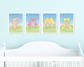 Letter E baby/child nursery wall name art