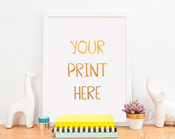 Styled White Frame Mockup Mock Up W Giraffe Elephant