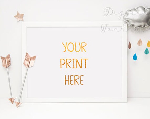 White Frame Mockup Mock Up W Silver Cloud Raindrop White Frame Mockup Mock Up W Silver Cloud Raindrop
