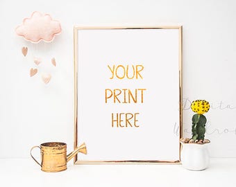 Download Styled Gold Frame Mockup Mock Up W Succulents Cactus Cloud Empty Blank Frame Digital Floral Stock Photography Product Mockup Portrait Best Packaging Mockups PSD Mockup Templates