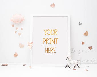 Download White Frame Mockup W Peach Gold Hearts Arrows Horse Styled Mock Up Empty Blank Frame Modern Nursery Print Printable Display Portrait Apparel Mockup Psd File Yellowimages Mockups