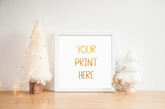 Download Free White Square Frame Christmas Xmas Mockup Mock Up W ...