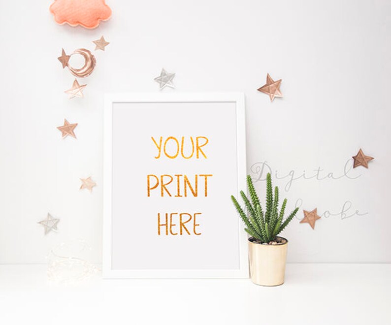 Download White Frame Mockup w/ Succulents Cactus Cloud Styled Mock Up | Etsy