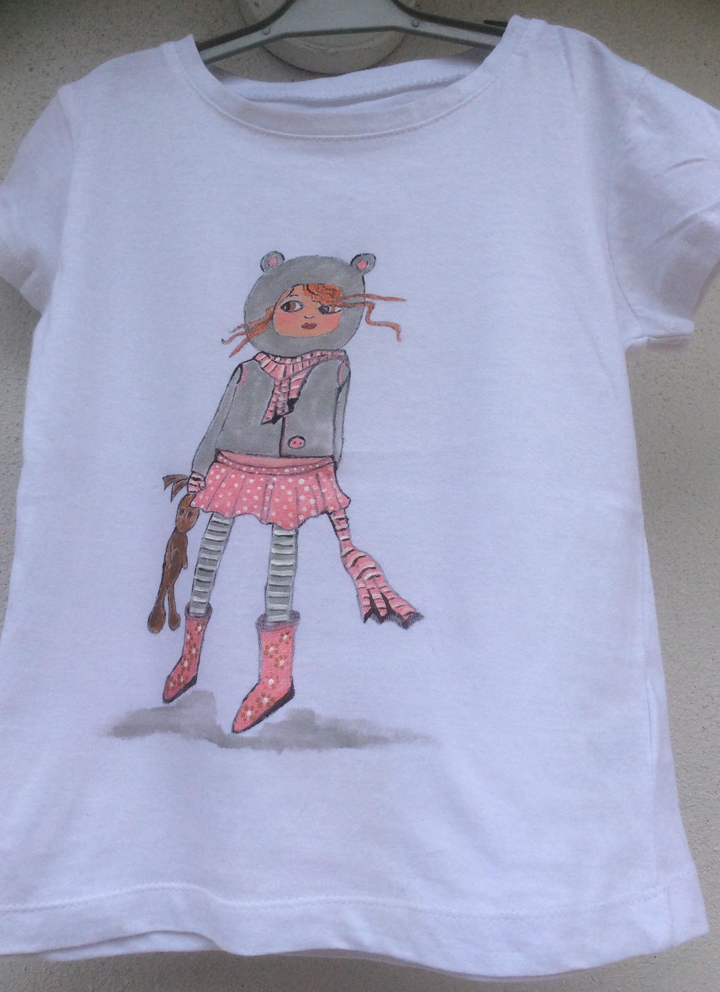 "Oursette" sur Tee-shirt blanc, manches courtes, 6 ans