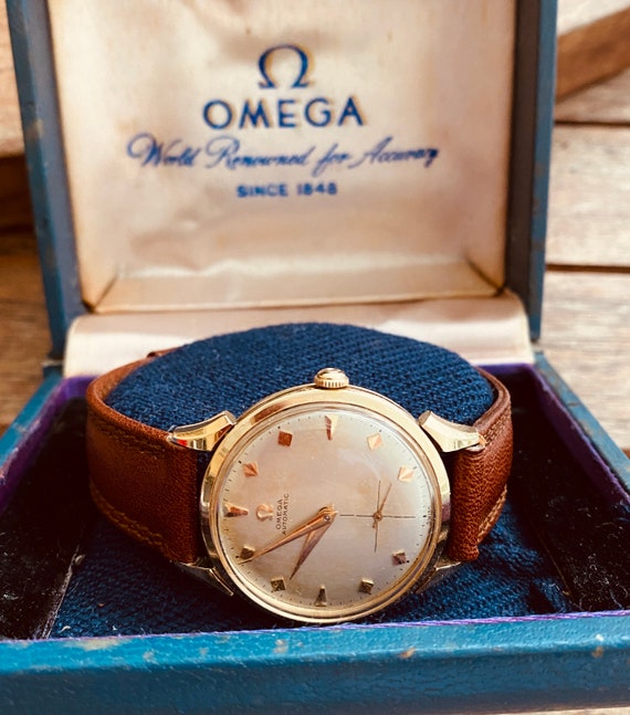 Solid 14K Omega Men's Watch & Box 1950's