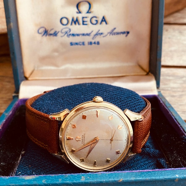 Solid 14K Omega Men's Watch & Box 1950's