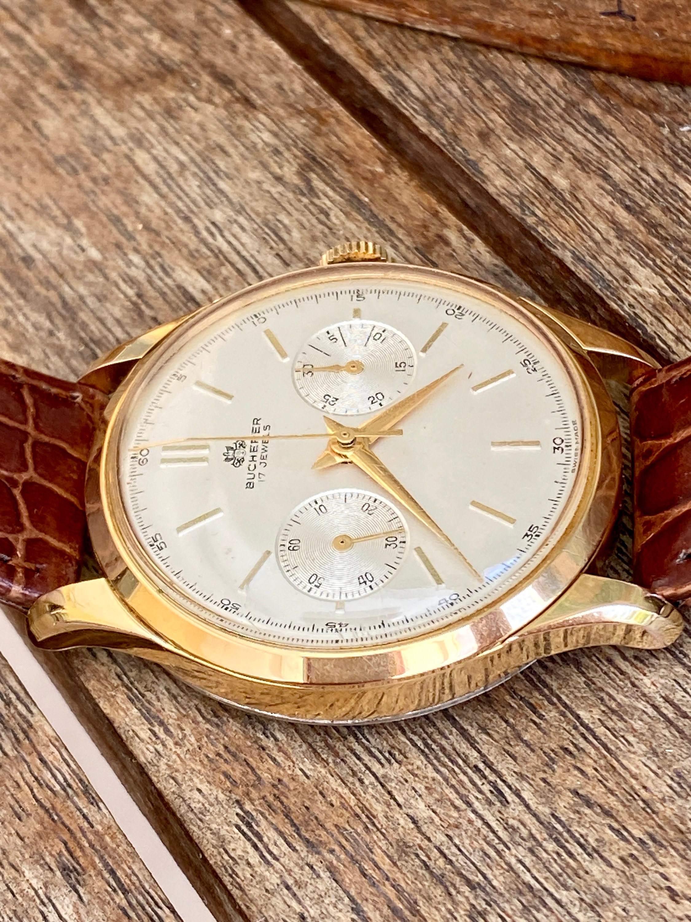 Vintage Men's Bucherer Chronograph Watch 17 Jewels Etsy