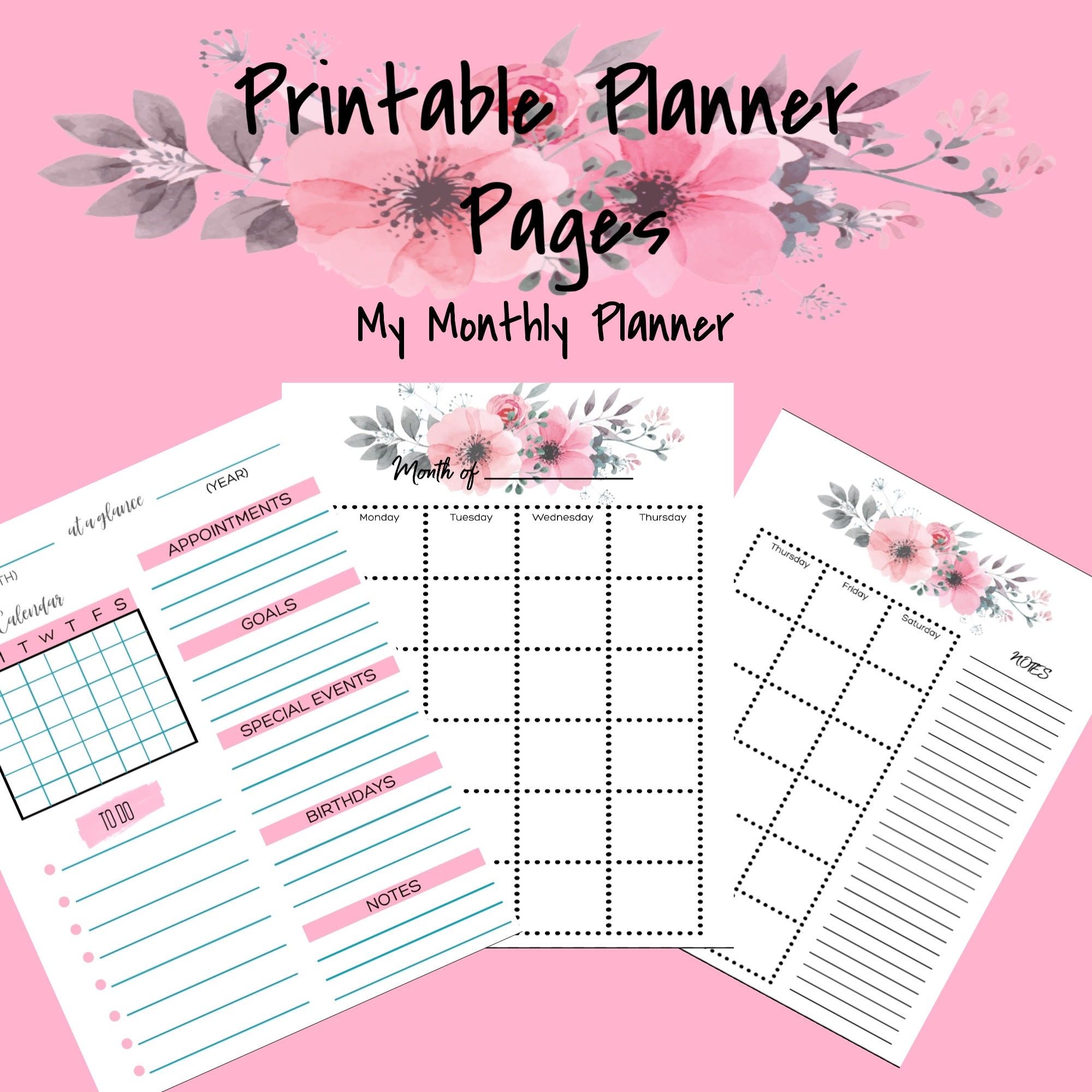 8.5x11 Digital Download Printable Planner Page PDF - Etsy