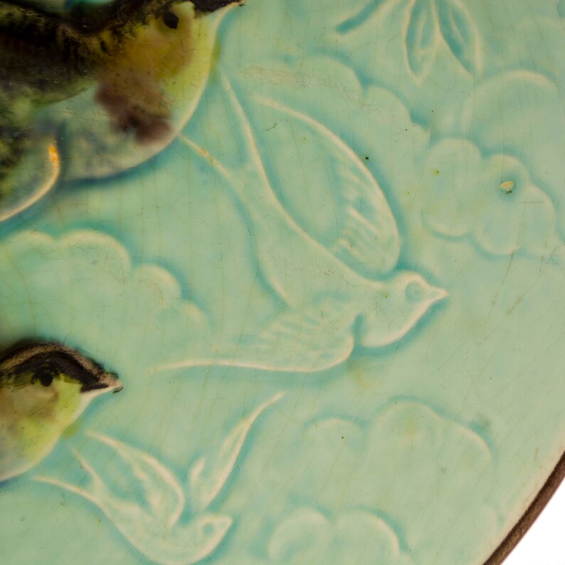 Majolica 4 dessert plates Swallows