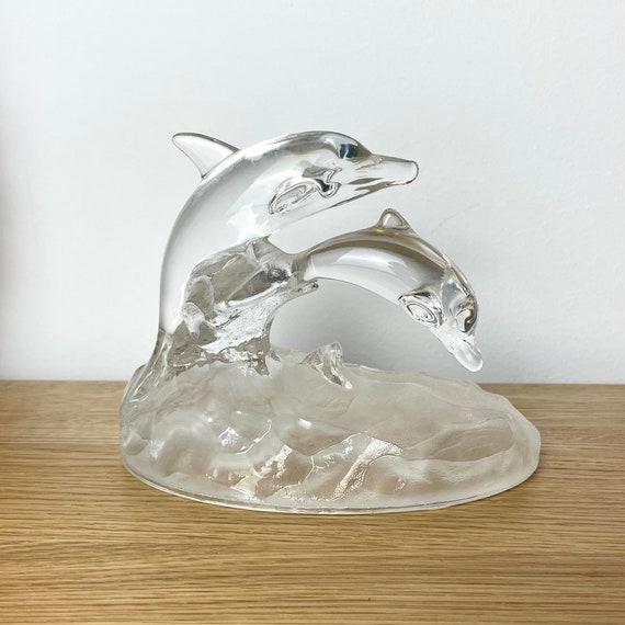 Glazen beeldje dolfijnen Cristal d'Arques Frankrijk - Etsy België