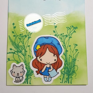 Carte Petite fille et son chat