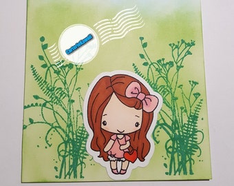Carte Petite fille rose