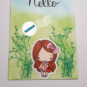 Carte Petite fille rose