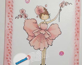 Cartão de menina rosa