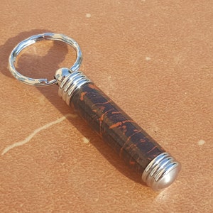 Secret Compartment Chrome Key Chain/Oil Vial in Red and Black M3 Titanium Composite