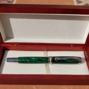 Elegant Jr. Triton Fountain Pen with Forest Green Paua Abalone