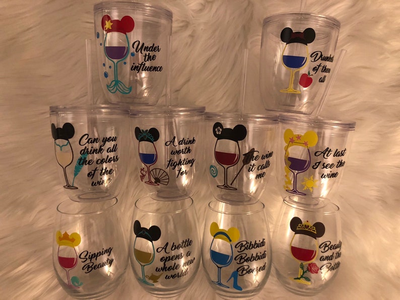 Disney Princess Inspired Wine Glasses. Disney Wine Glass. Etsy