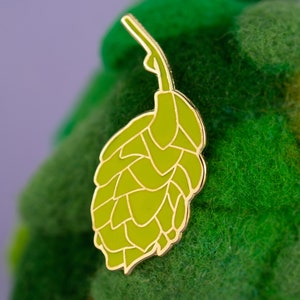 Gold Beer Hops Hard Enamel Lapel Pin
