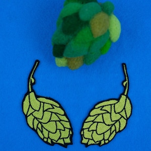 Beer Hops Mirror Image Embroidered Iron-on Patch Set