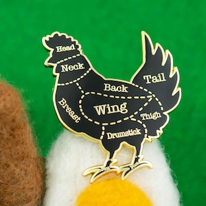 Gold Chicken Butcher Cuts Diagram Hard Enamel Lapel Pin