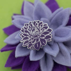 6 Blooming Deep Purple Dahlia, Artificial Flower Stem, Floral Decor set of  3 