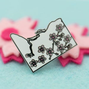 Silver DC Cherry Blossoms Hard Enamel Lapel Pin