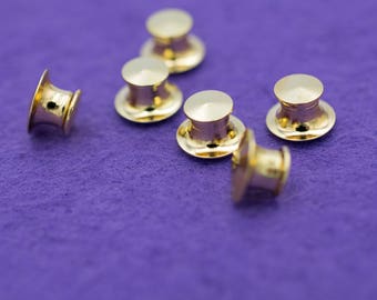 6 Pack of Brass / Gold Luxury Locking Pin Backs