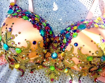Rave bra,Bejeweled Bra, Festival Bra, Rave/EDM, Bra, 36B, Rhinestone Bra, Costumes, Dance, Swarovski,Bling Bra, Crystal Bra, Princess Bra,Go