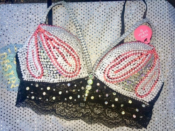 Bejeweled Bra, Bra, Bling Bra, Rave/edm Bra, Strawberry Swirl