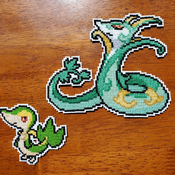 Snivy and Serperior Cross Stitch