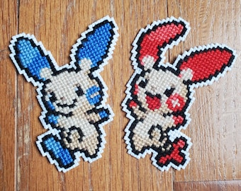 Minun and Plusle Cross Stitch