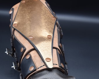 Premium Leather Steampunk Gauntlet || Metal Plated Armor Bracer