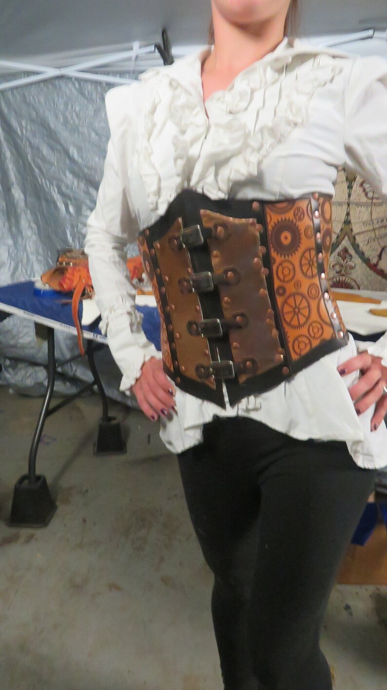 Steampunk Underbust Leather Corset image 6