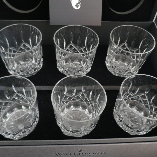 SET 6 Waterford Crystal Lismore Double Old Fashioned Glass Whisky Tumblers