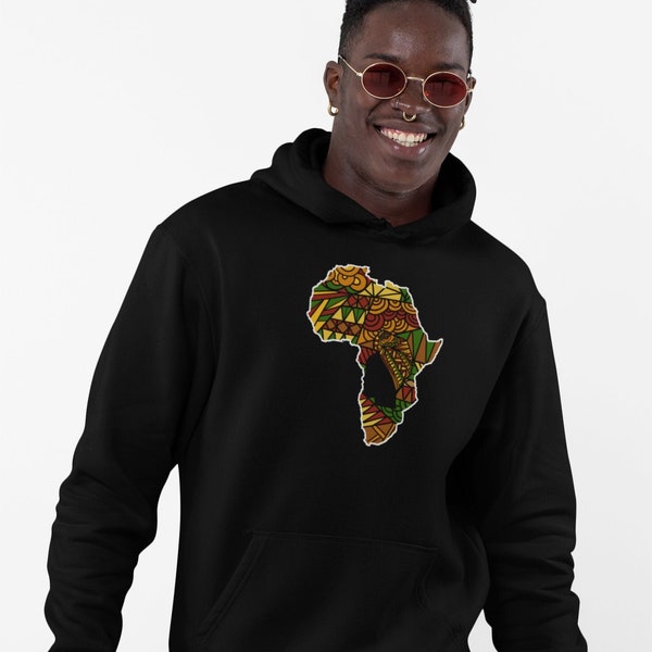 Africa Map Hoodie, Mama Africa, African Black Pride, African Pattern Hoodie